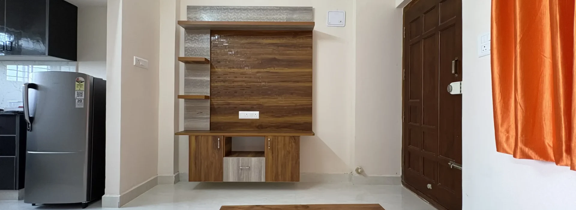 semi furnished 1 BHK apartment in JP Nagar Bangalore living room